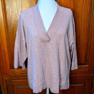 J. Jill S Petite soft rose Vneck‎ 3/4 sleeve drapey tunic sweater extra soft
